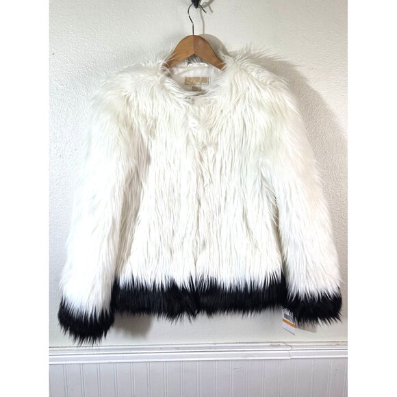 MICHAEL Michael Kors Jackets & Blazers - NWT Michael Michael Kors Faux Fur Jacket Womens Small White Black Colorblock